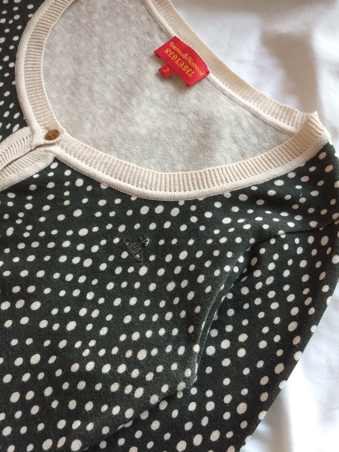 비비안 웨스트우드 도트 땡땡이 오알비 자수 니트 가디건 상품이미지5