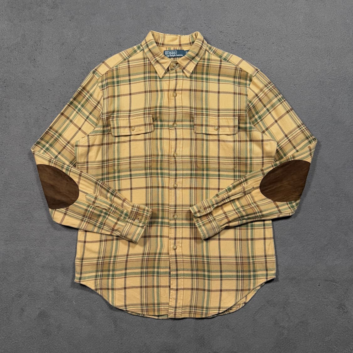 폴로 엘보우 레더패치 체크 셔츠 상품이미지1