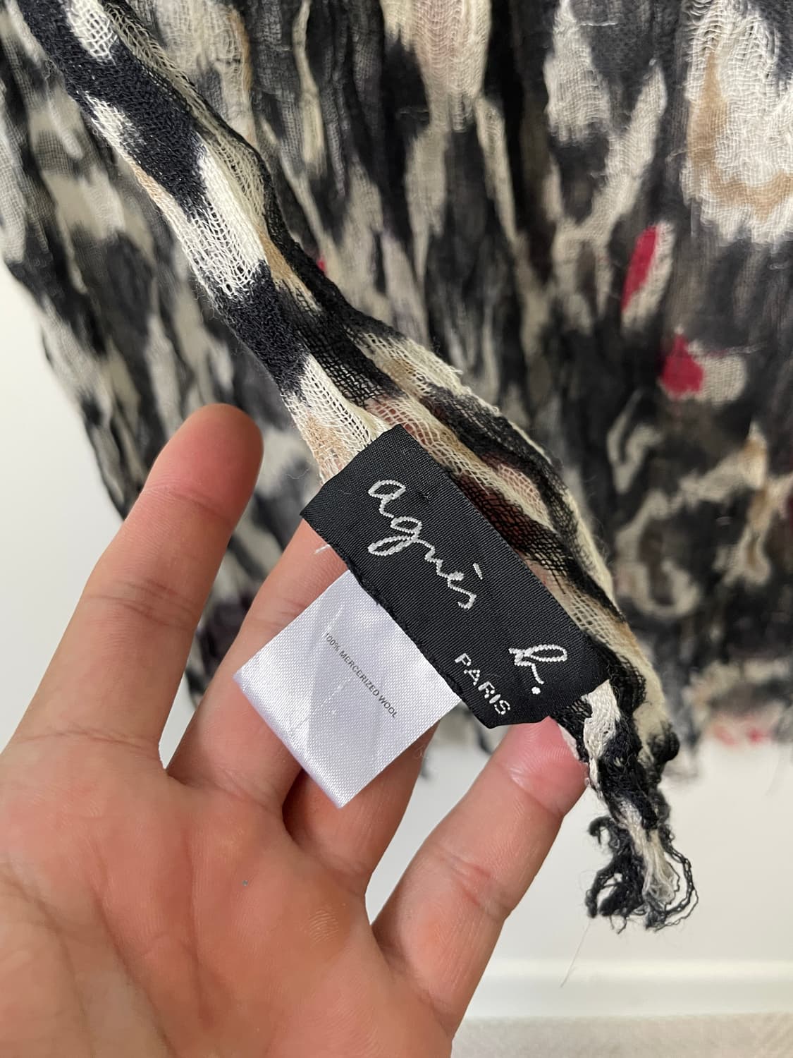 Agnes b 아네스베 아트 패턴 머서라이즈 머플러 상품이미지4