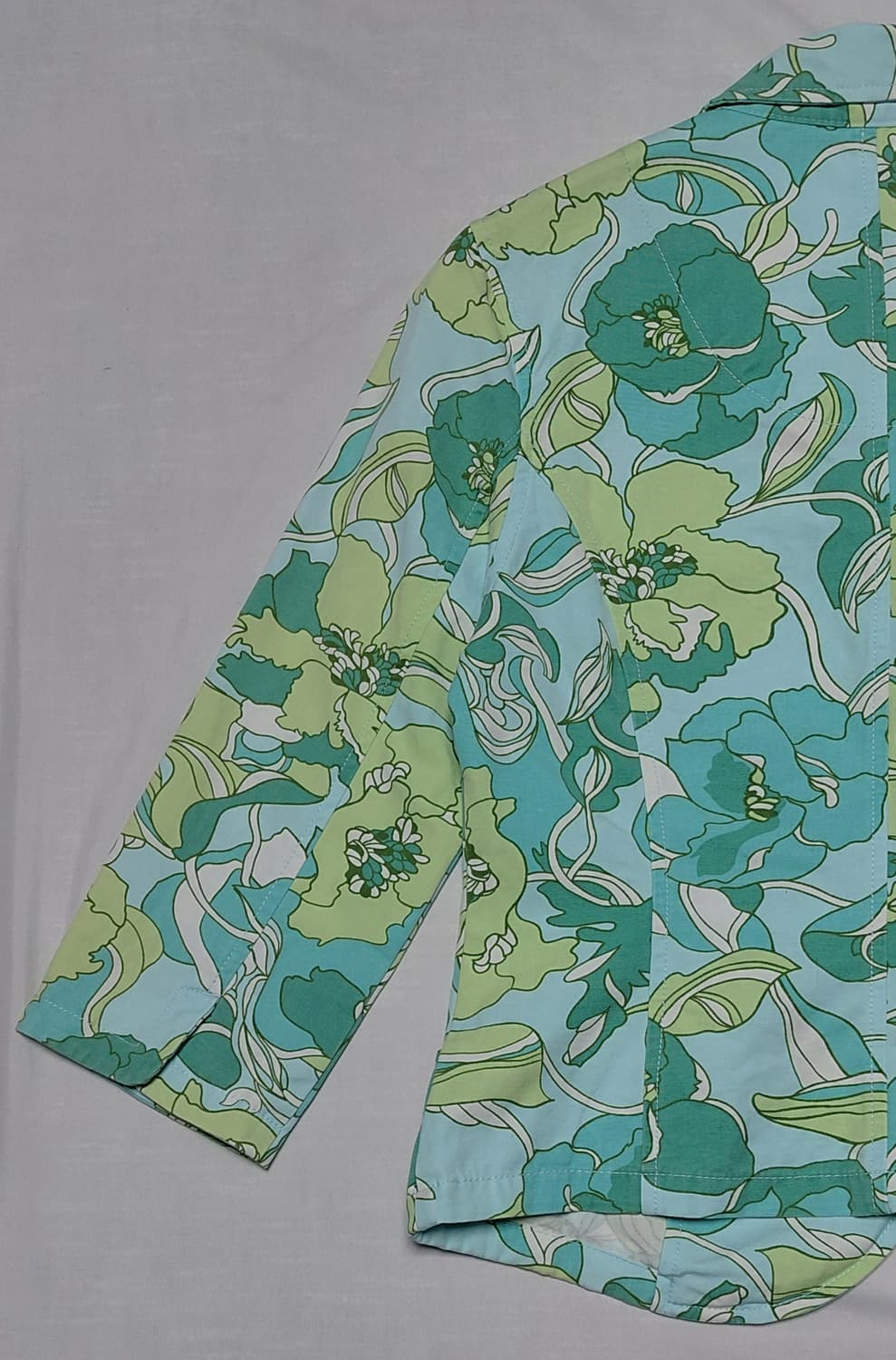 [S] 프렌치 커프(French Cuff) 민트 플로럴 코튼 자켓 상품이미지8