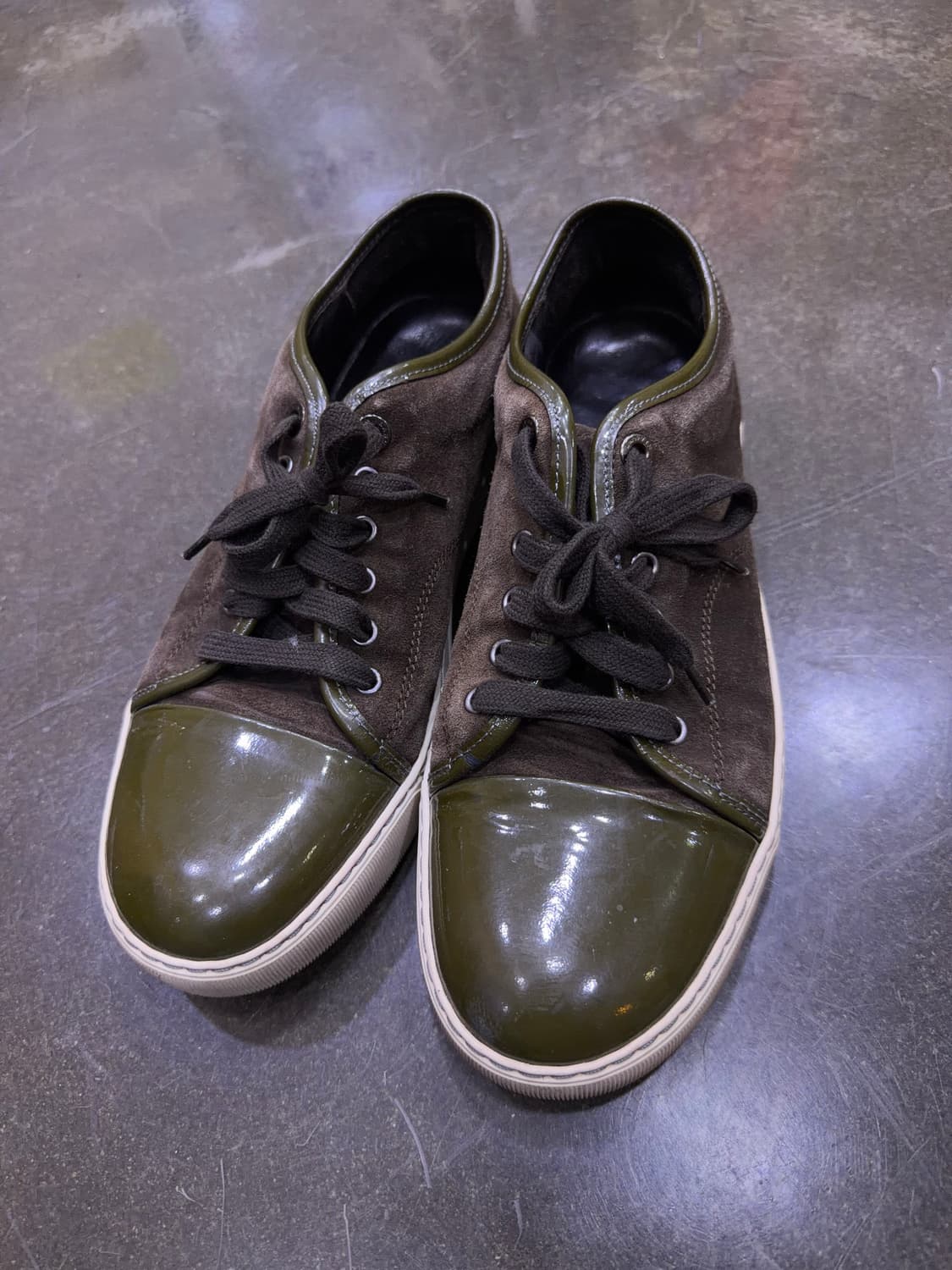 랑방 벨루어 스웨이드 레더 브라운 올리브 스니커즈 7 (260) 상품이미지2