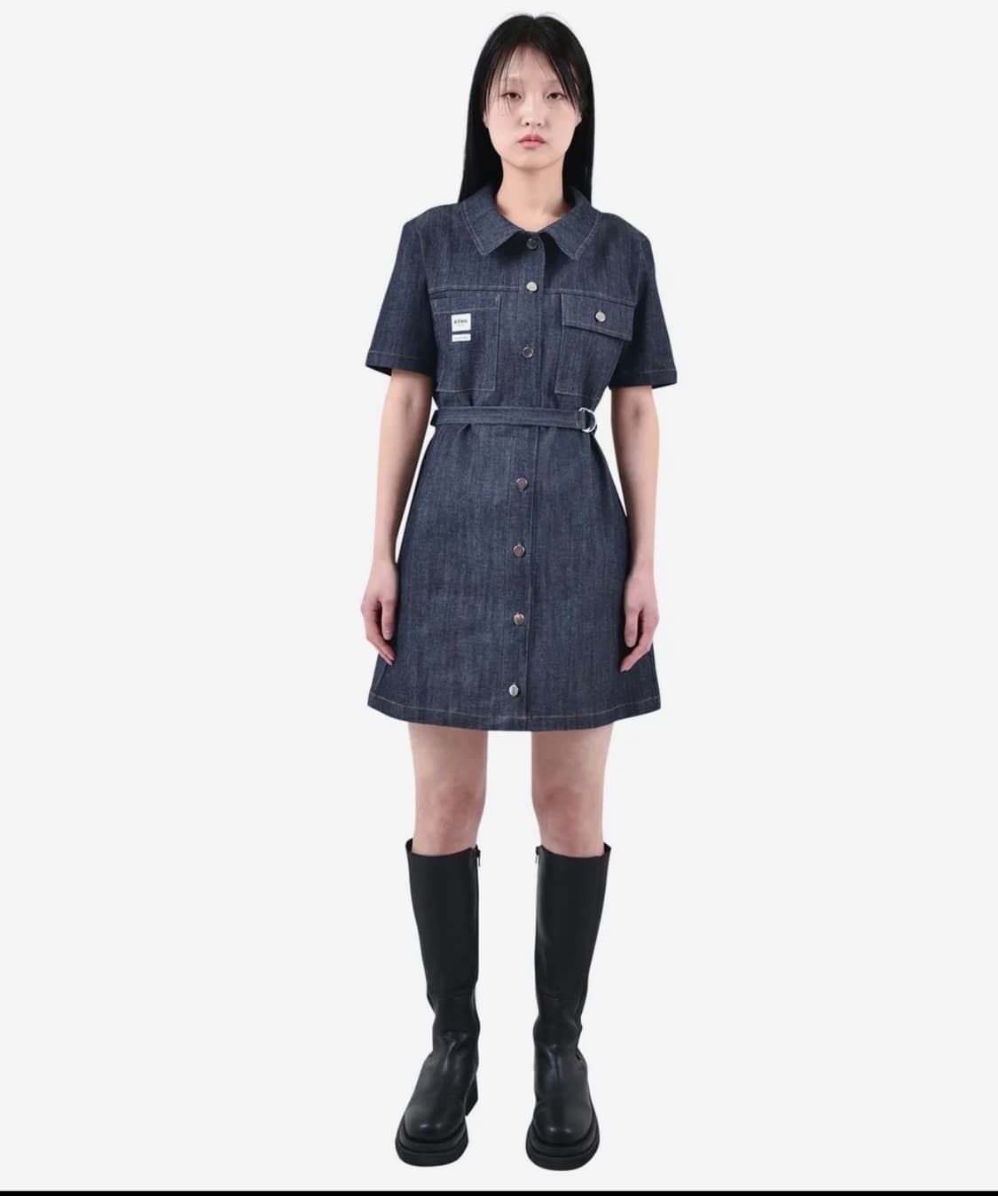 카타르시스 데일리 데님 미니 원피스 진청 반팔 S 상품이미지3