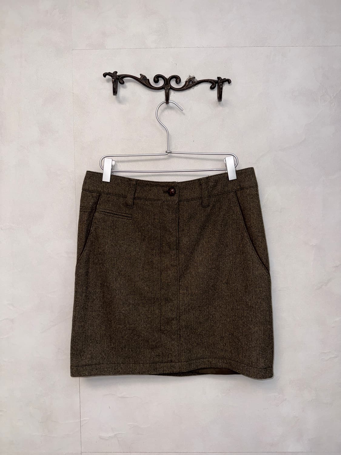 SYSTEM brown button detail wool skirt 상품이미지3