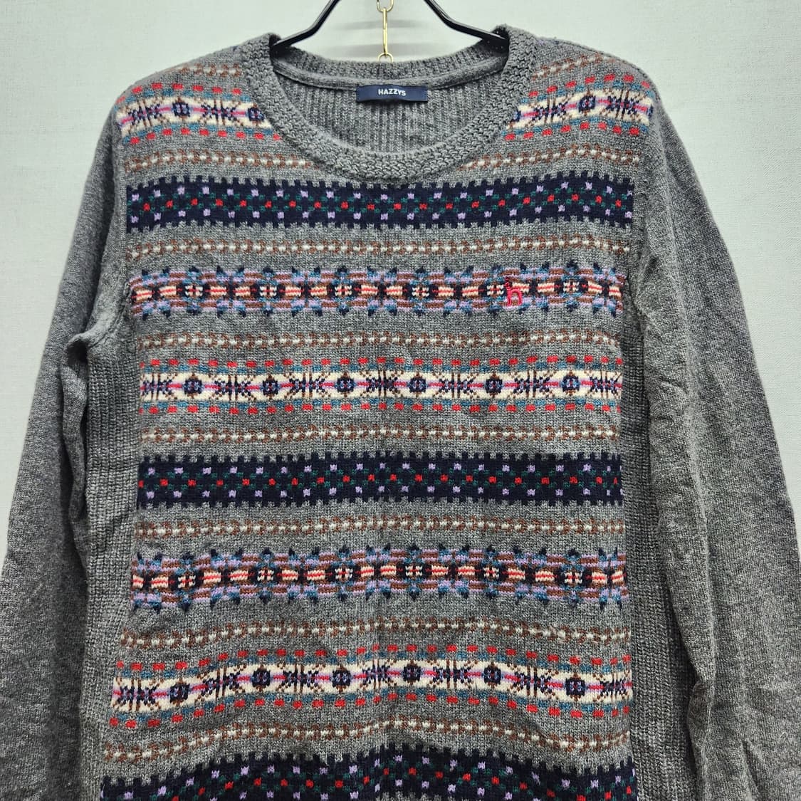 헤지스 페어아일 패턴 울 로고 니트 S 상품이미지2