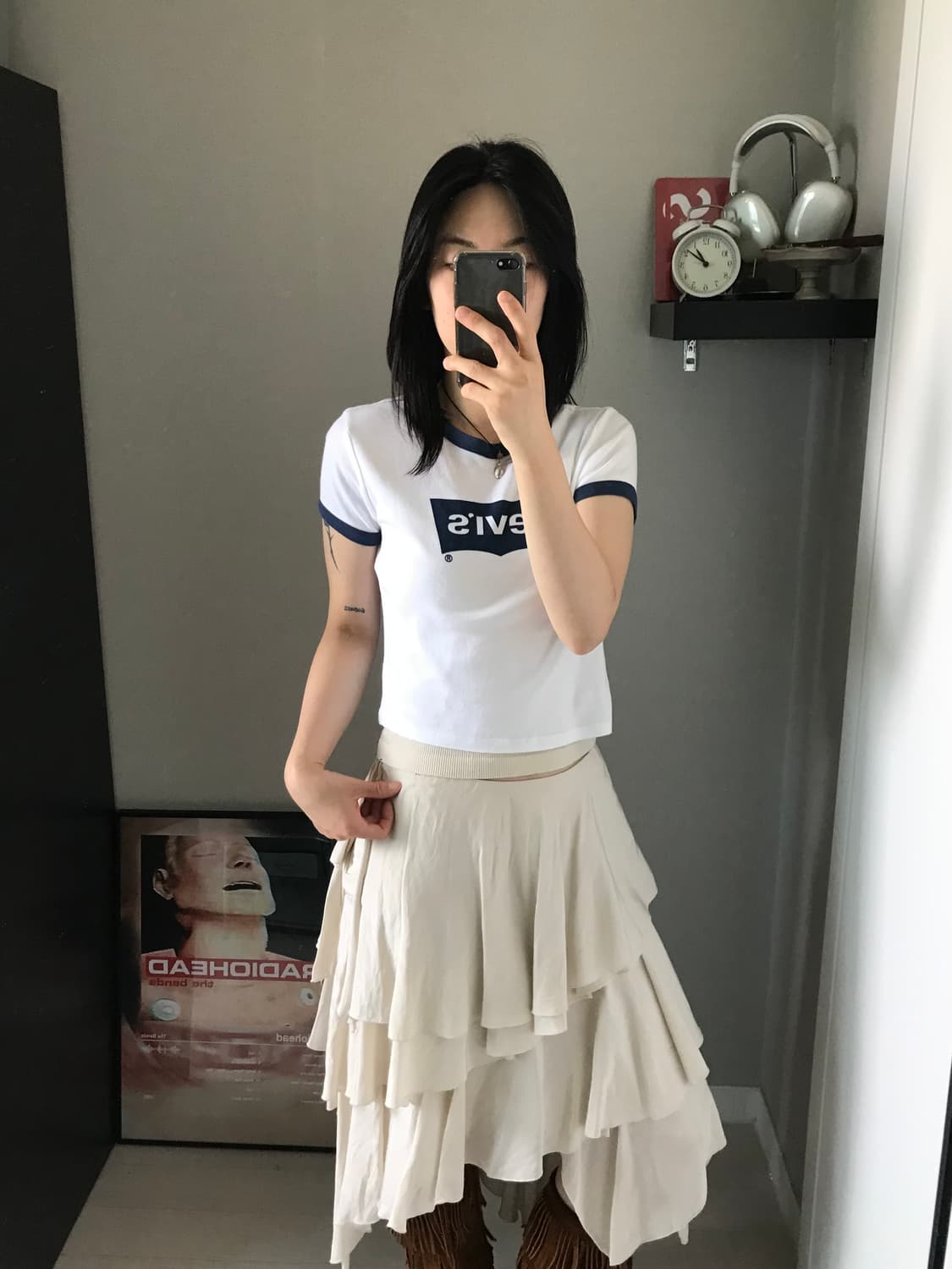 리바이스 중앙 프린팅 화이트 링거티 상품이미지3