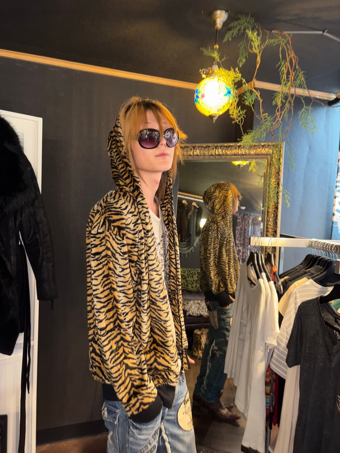 Leopard fur zip-up hood 상품이미지4