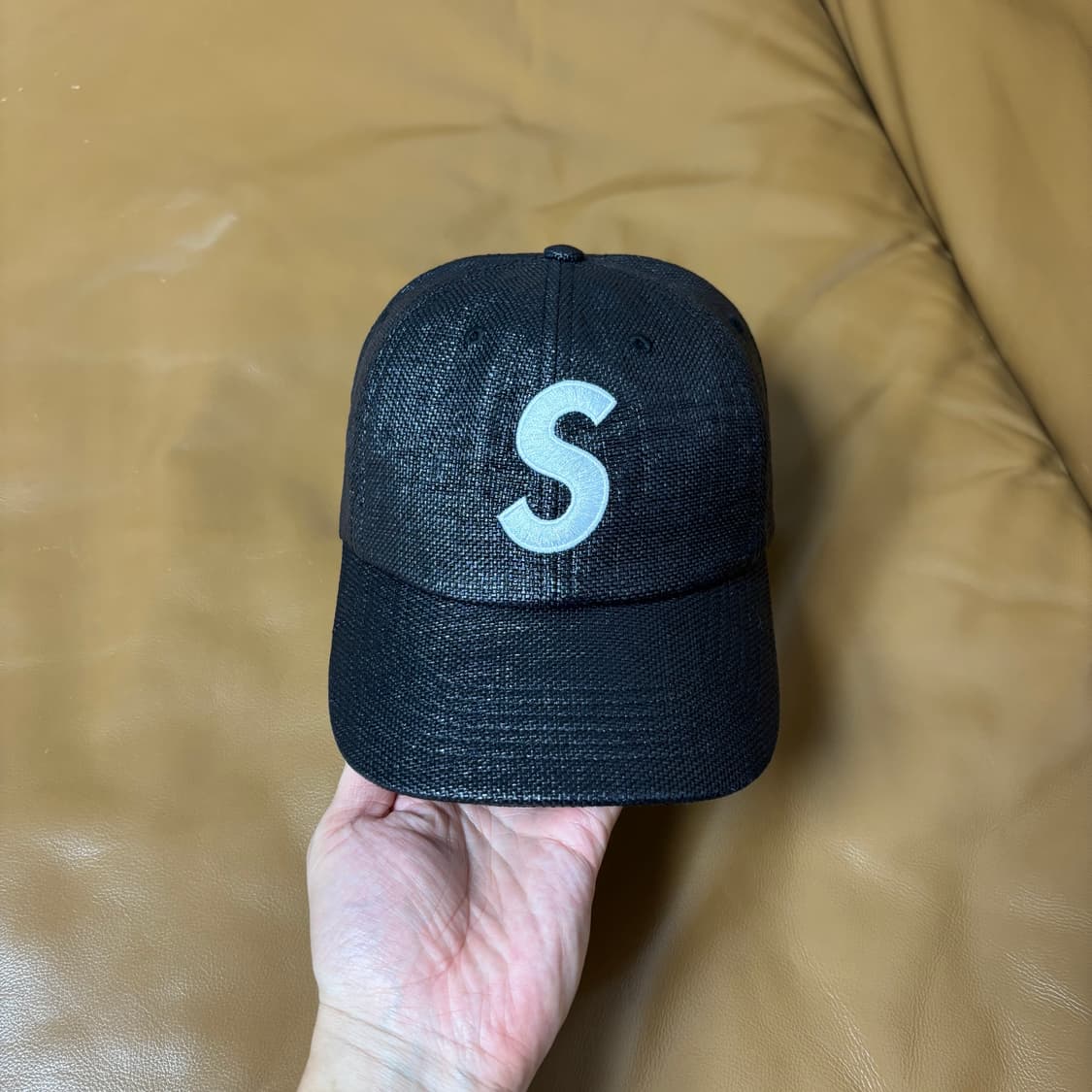 Supreme 슈프림 라피아 블랙 S로고 6패널 볼캡 모자 (Black) 상품이미지2