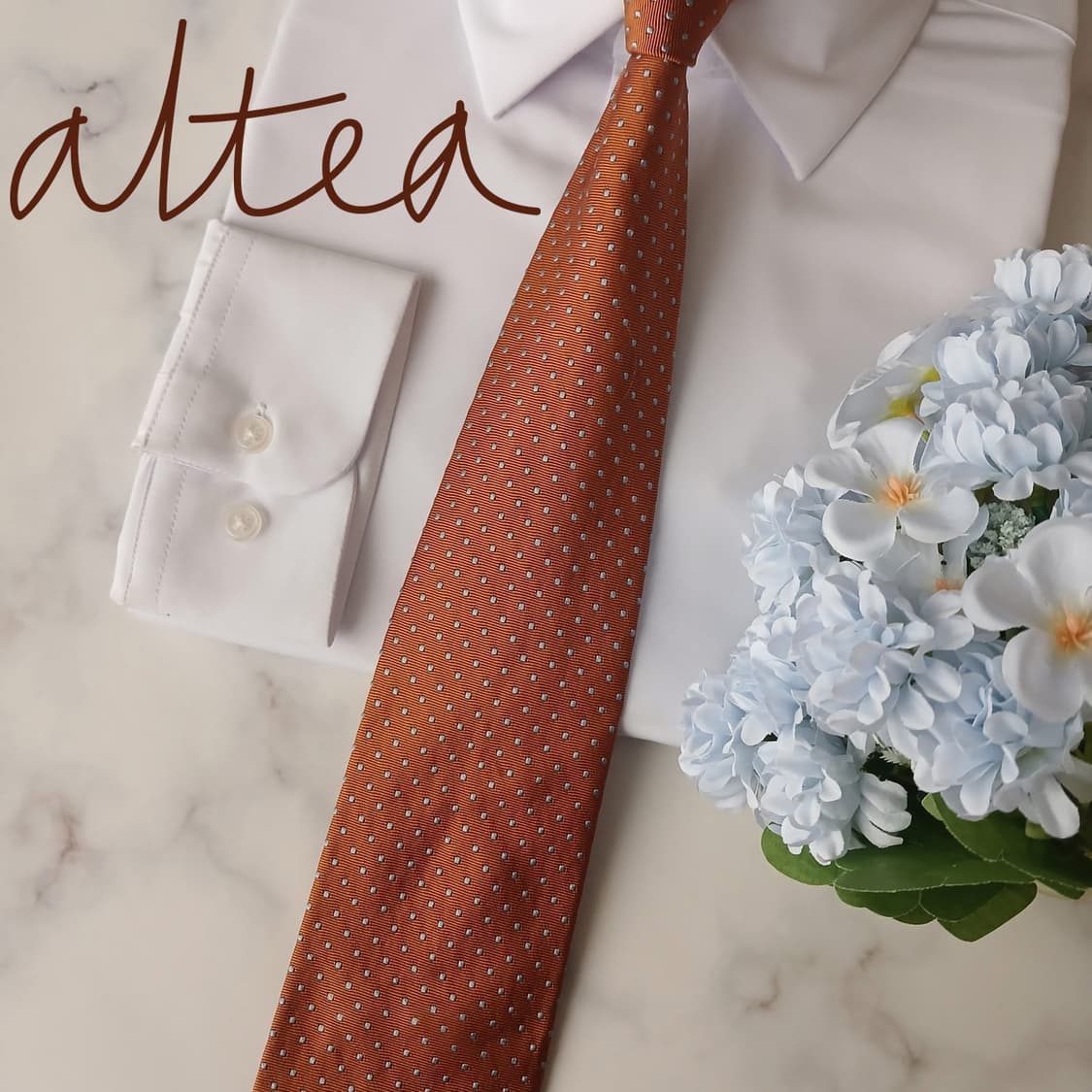 알테아 실크 브라운 마이크로 도트 넥타이 8.8cm A등급 A19100
 상품이미지1