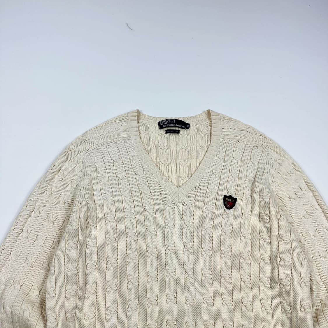 폴로 랄프로렌 올드 아카이브 브이넥 케이블 니트 M 상품이미지2