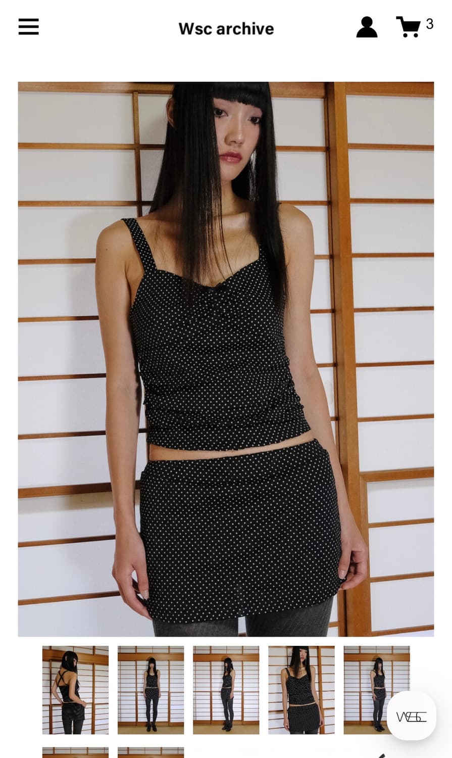 wsc아카이브 도트 셔링 탑, 도트 스커트 사이즈1 상품이미지2