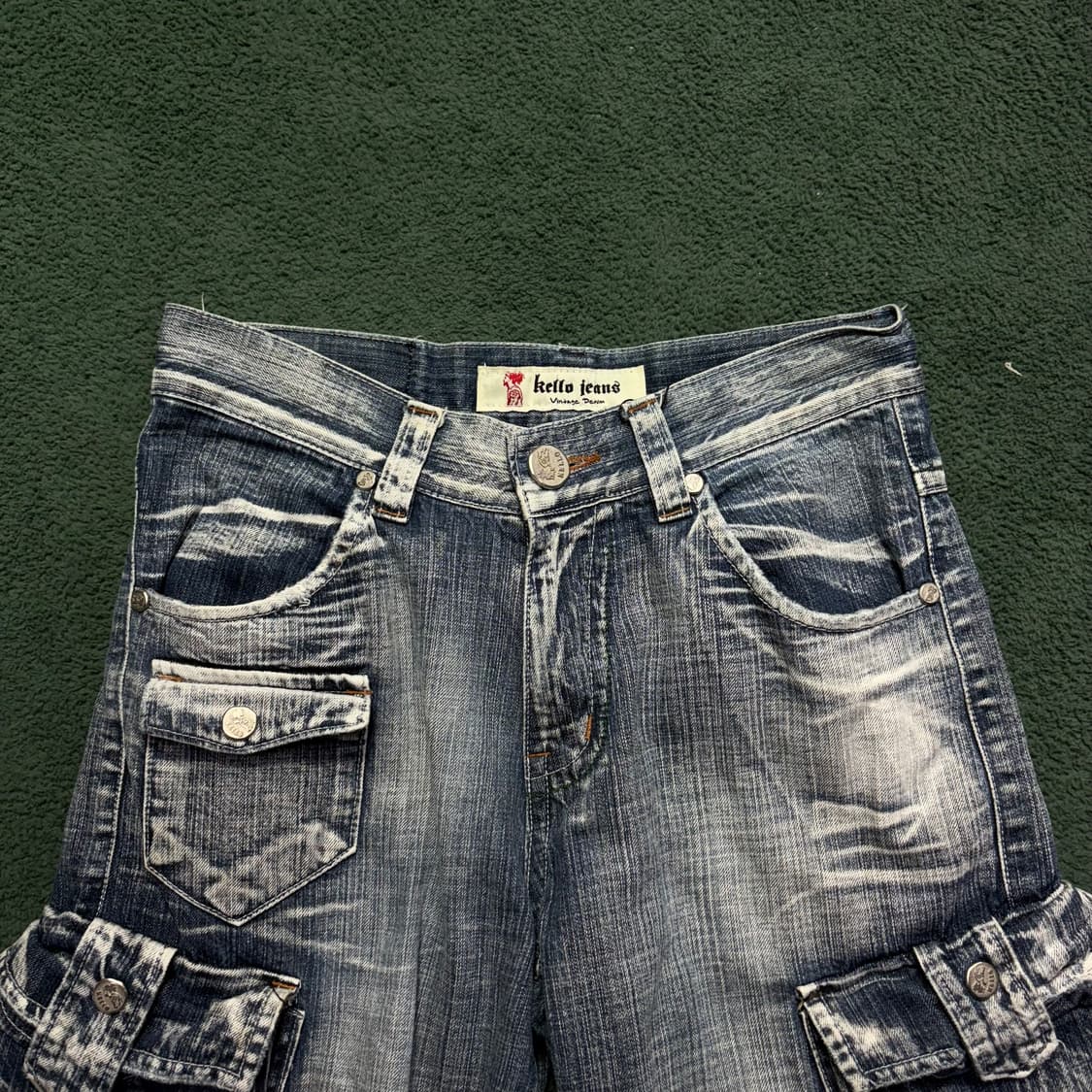 빈티지 워싱 카고 데님 팬츠 상품이미지4
