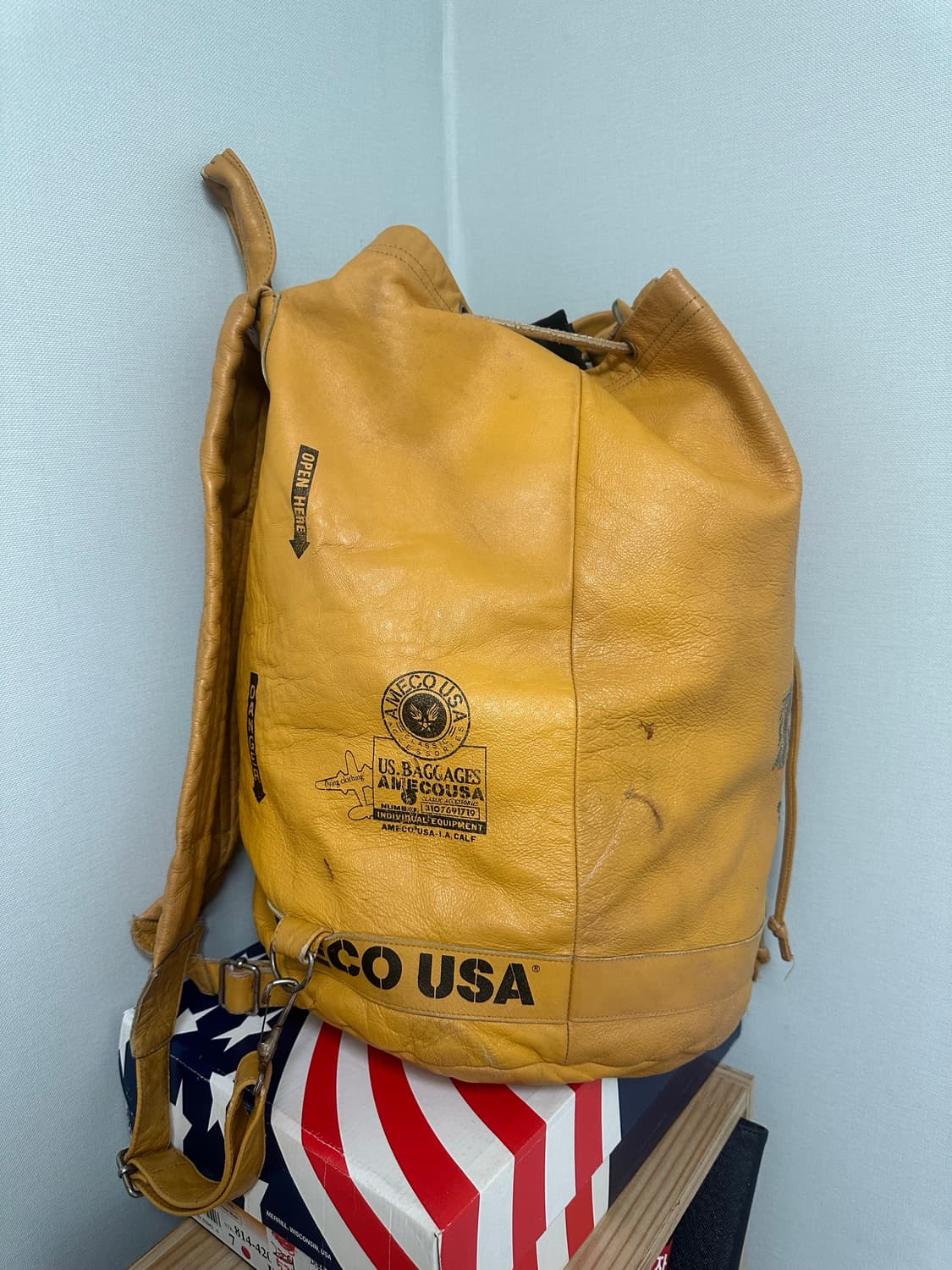 1990s AMECO 아메코 레더 밀리터리 럭색 백팩  상품이미지5