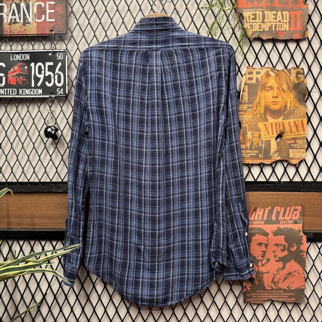 폴로 랄프로렌 긴팔 체크 셔츠 네이비 포니 로고 포인트 딥블루 상품이미지2