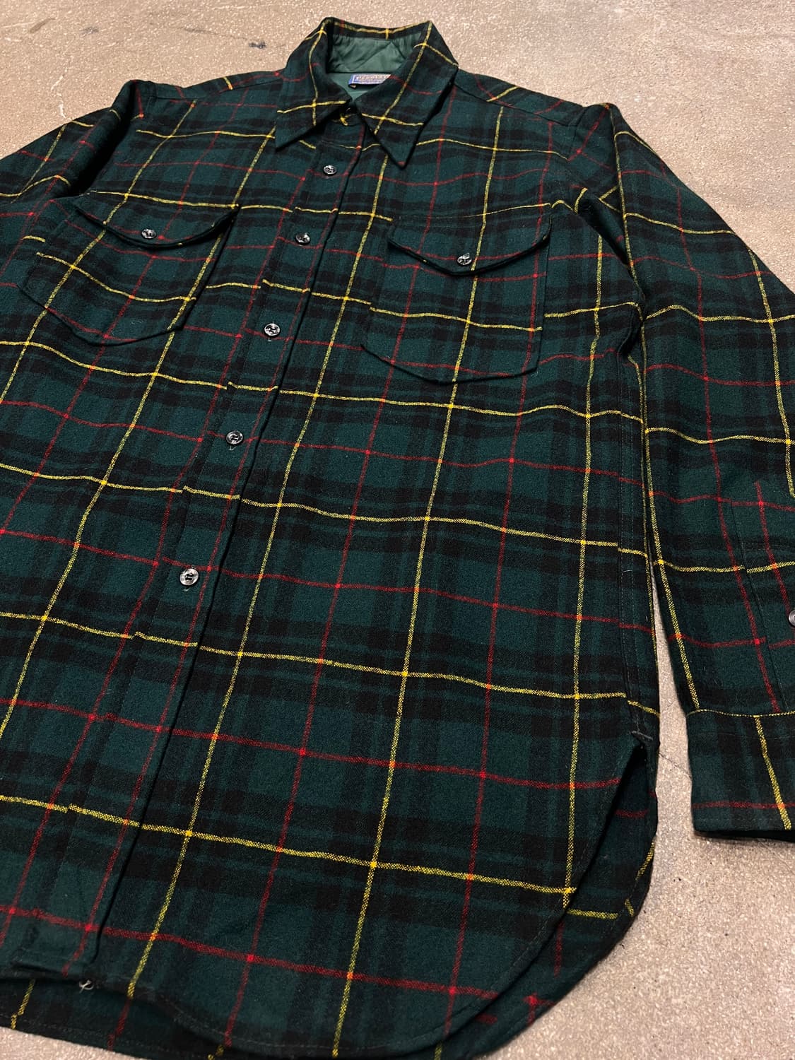 70‘s 펜들턴 울 체크 셔츠 그린 상품이미지2