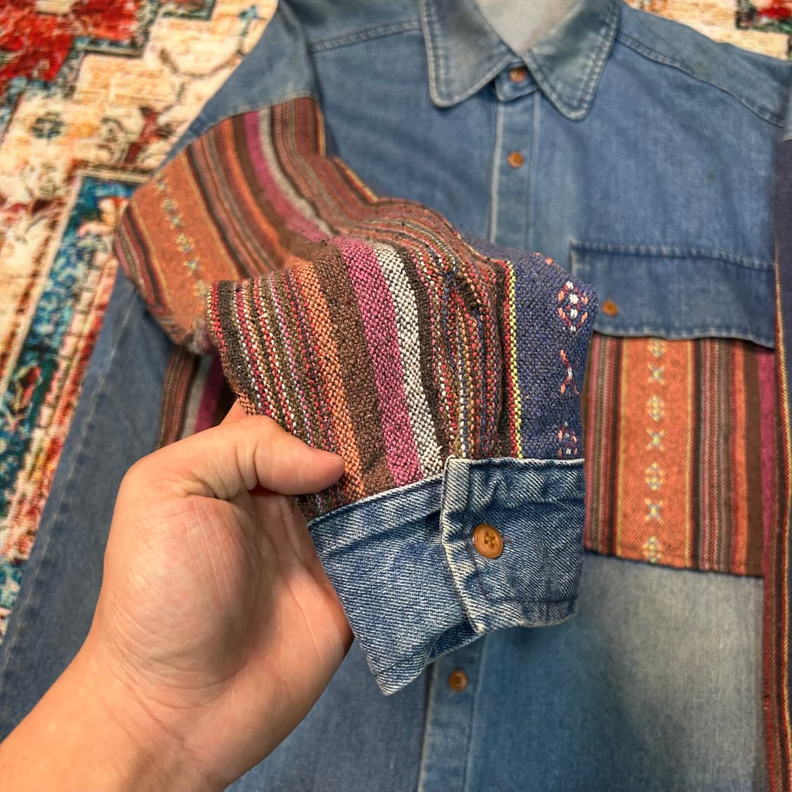 [XL] 골든구스 에스닉 패턴 니트 포인트 데님 자켓 상품이미지4