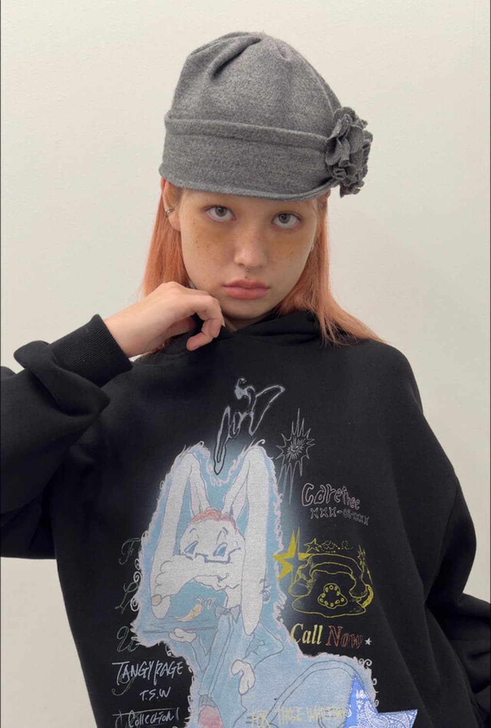 타입서비스 Floral Ruched Beanie [Gray] 상품이미지4