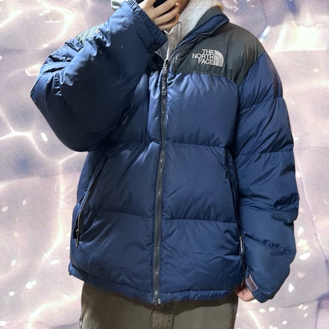 노스페이스 구스다운 눕시 패딩 700 네이비 그레이 100 L  상품이미지3