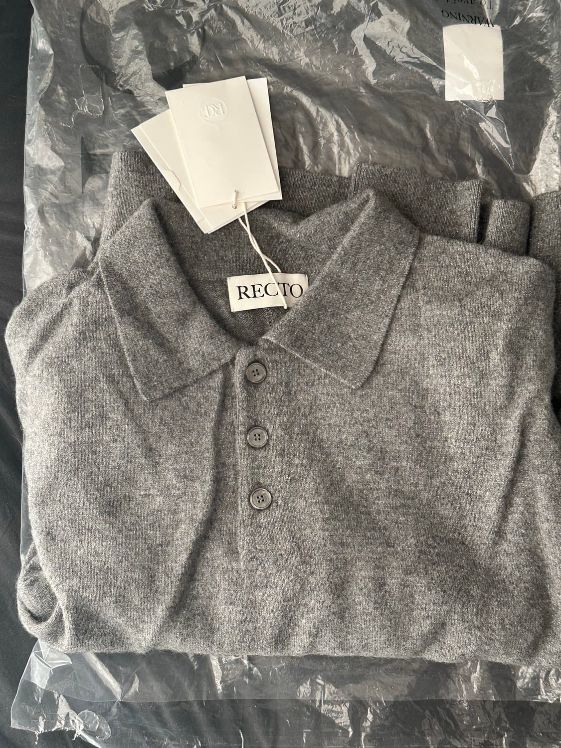 렉토 24FW 오필리아 쉬머 폴로 니트 멜란지 그레이 L 상품이미지5