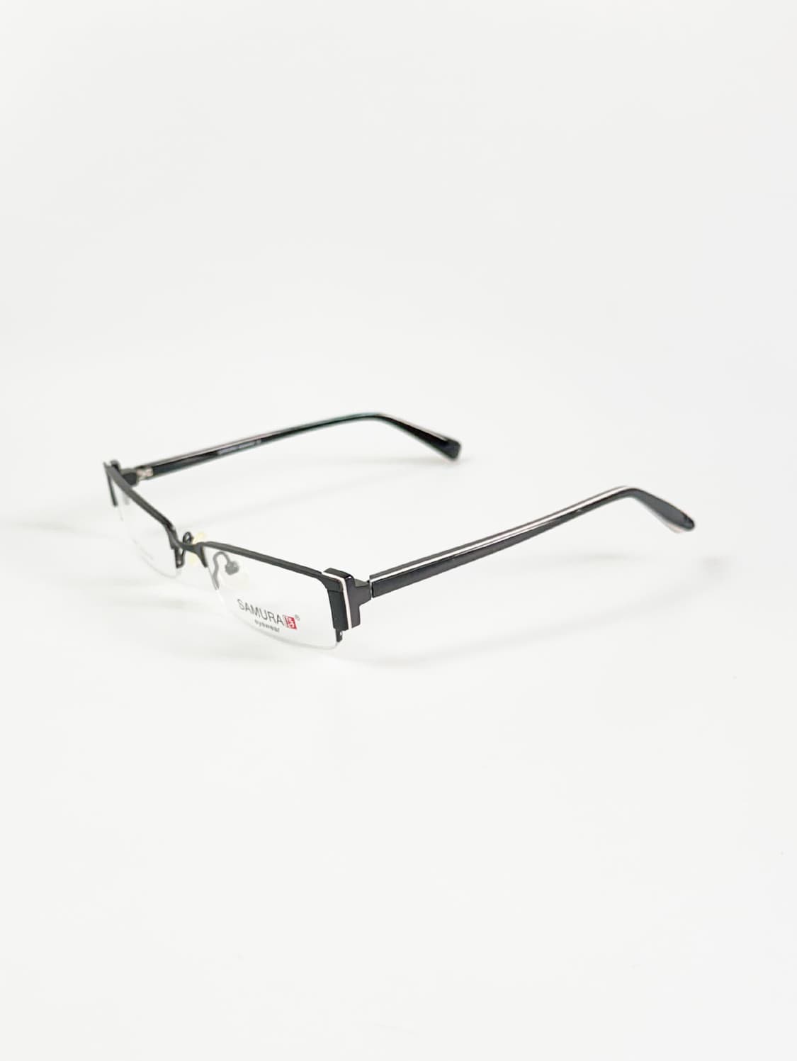 SAMURAI EYEWEAR 블랙 반무테 스퀘어 메탈 빈티지 안경 상품이미지3