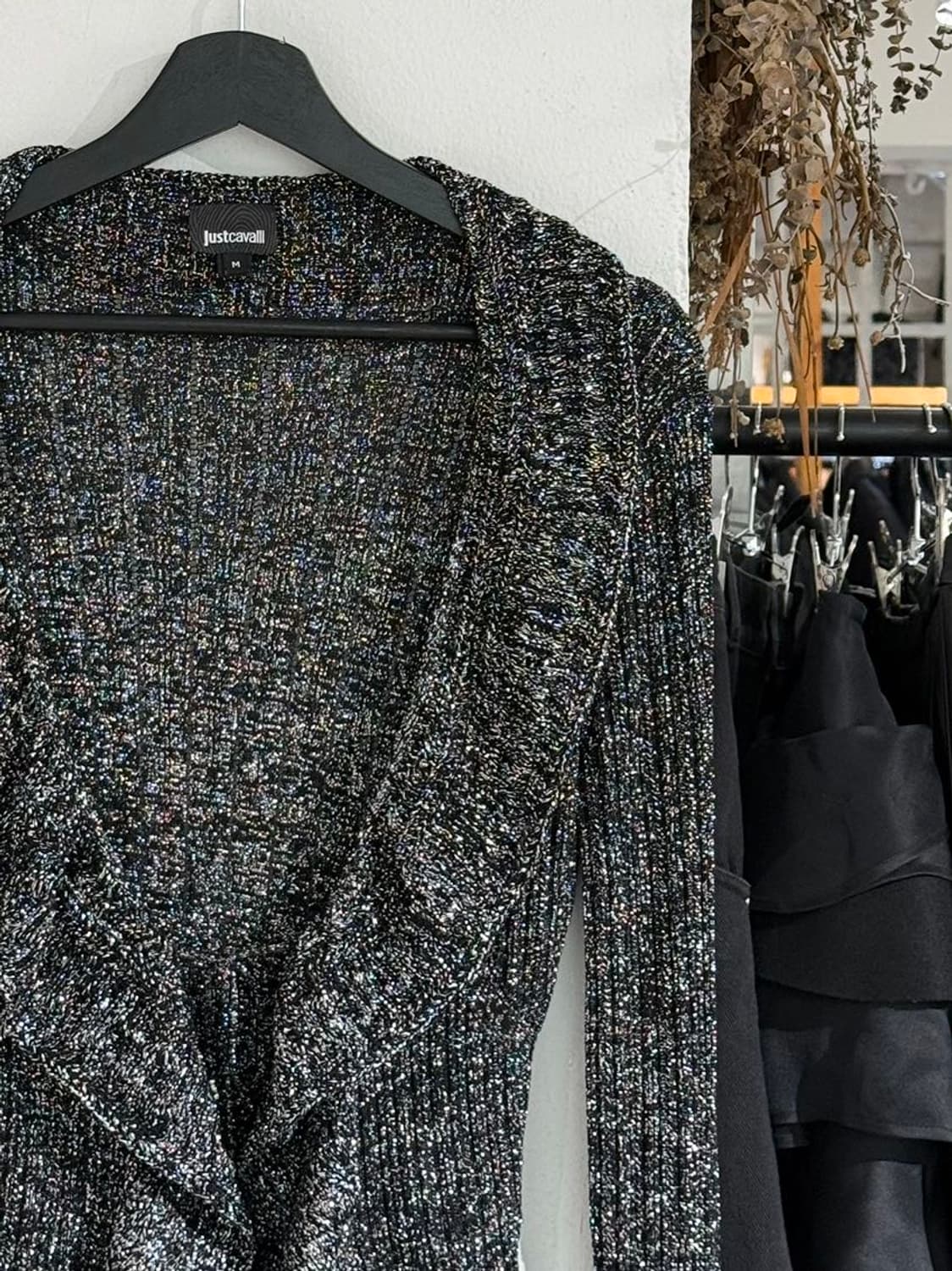 저스트 카발리 블랙 글리터 프릴 가디건 상품이미지3