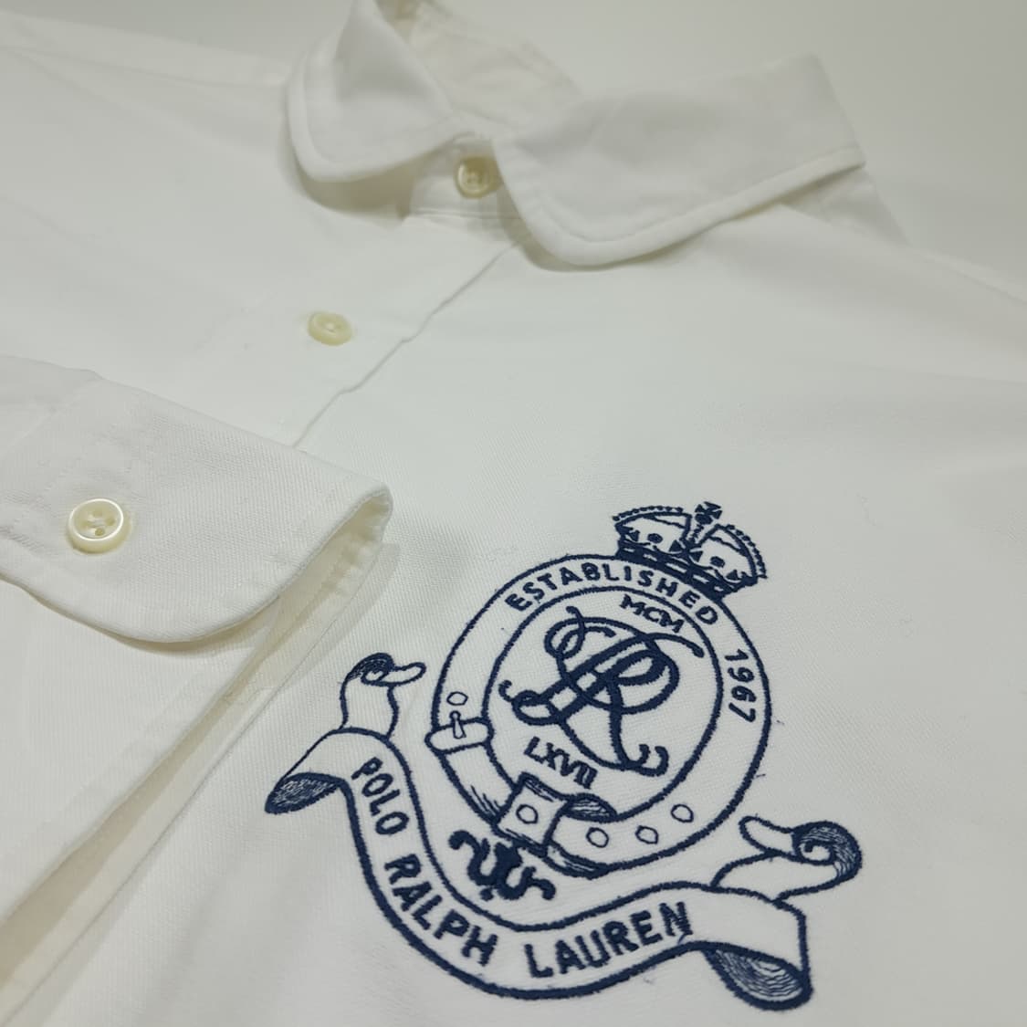 CL480 XL 폴로 90s 코튼 빅크레스트 클럽칼라 화이트 셔츠 남방 상품이미지4