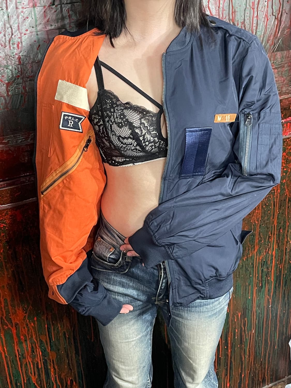 일본 빈티지 KILL CITY 리버시블 스카잔 마원 ma-1 자켓 M 상품이미지4