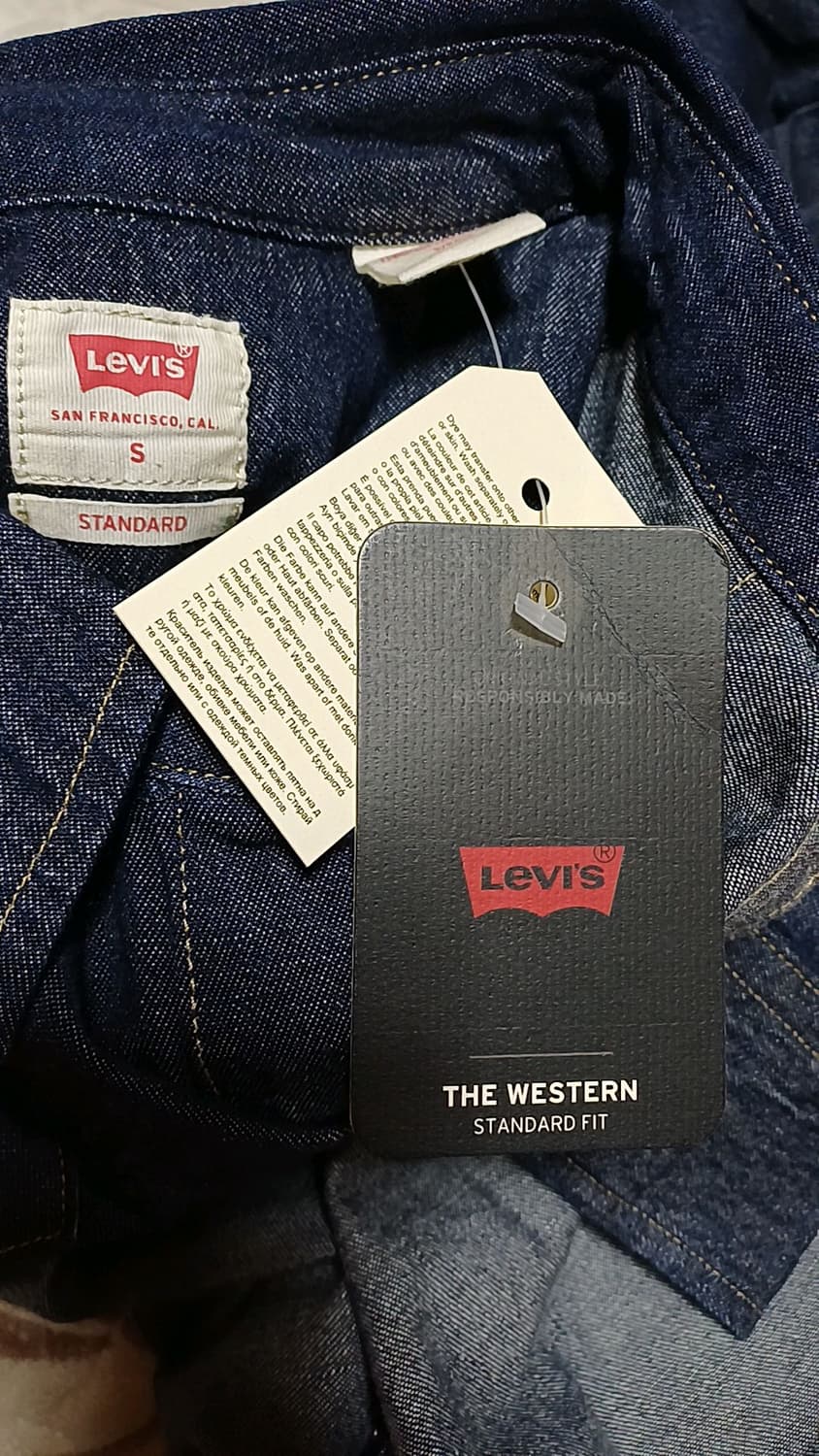 리바이스 미사용 데님셔츠 남녀공용90 가슴51 기장72 상품이미지5