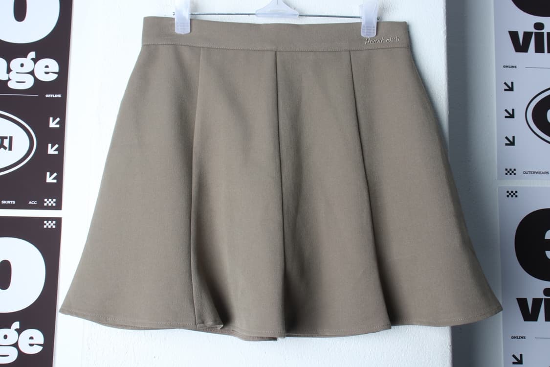 W(M) 하트클럽 스커트 치마 A라인 하트자수 브라운 키치-P9954 상품이미지2