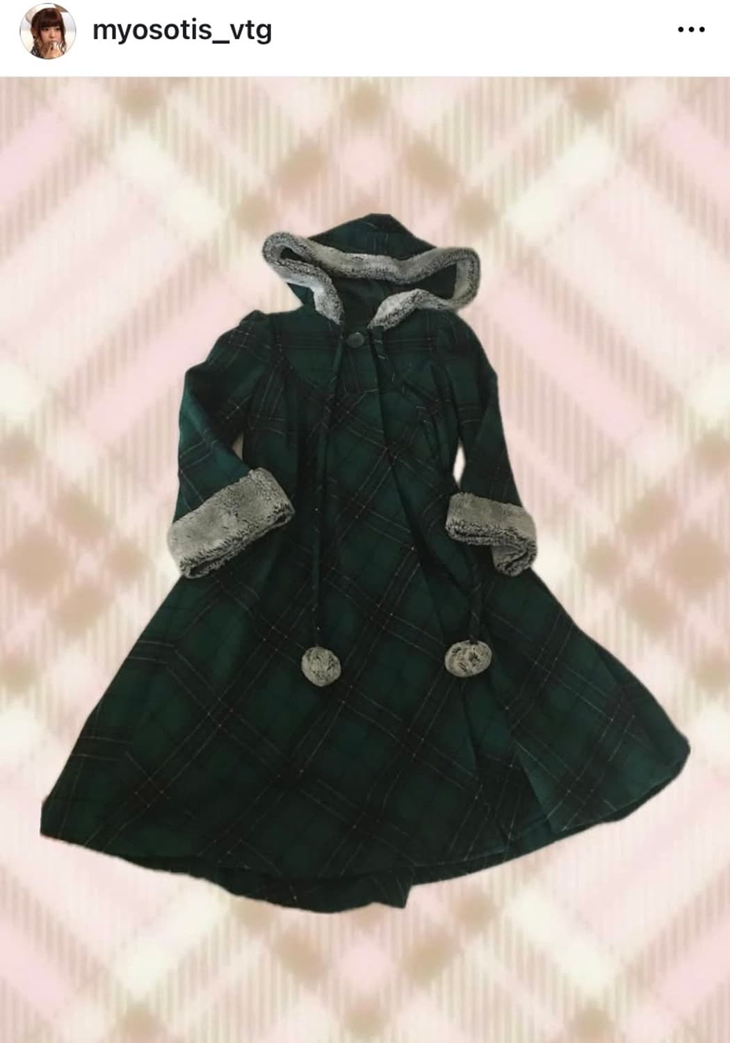 캐캐체 폼폼이 체크 퍼코트 리즈리사 트랄랄라 엑시즈팜 갸루 상품이미지1