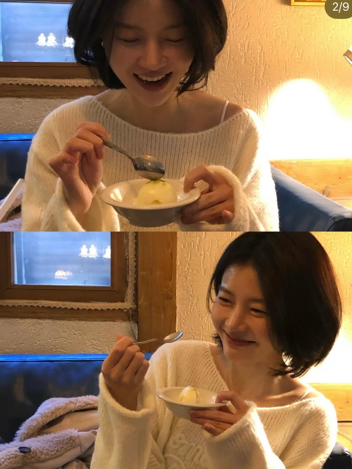 썸웨어버터 레터 모헤어 롱슬리브 니트 오프숄더 상품이미지3