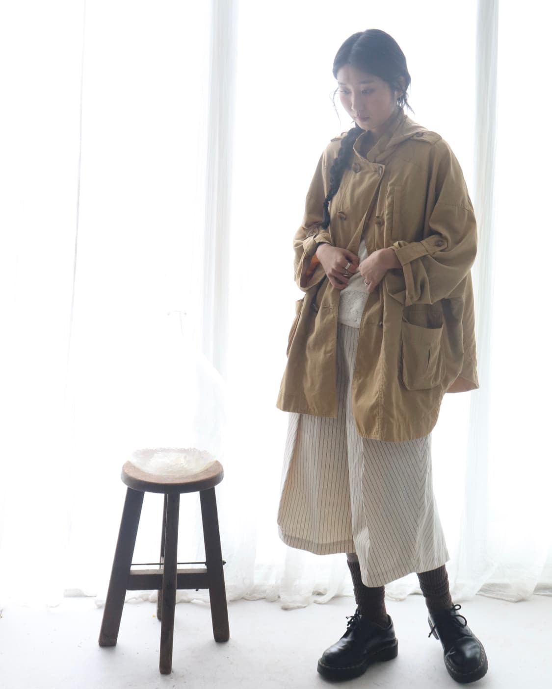 [Beams Heart] Double Button Hood Poncho 상품이미지1