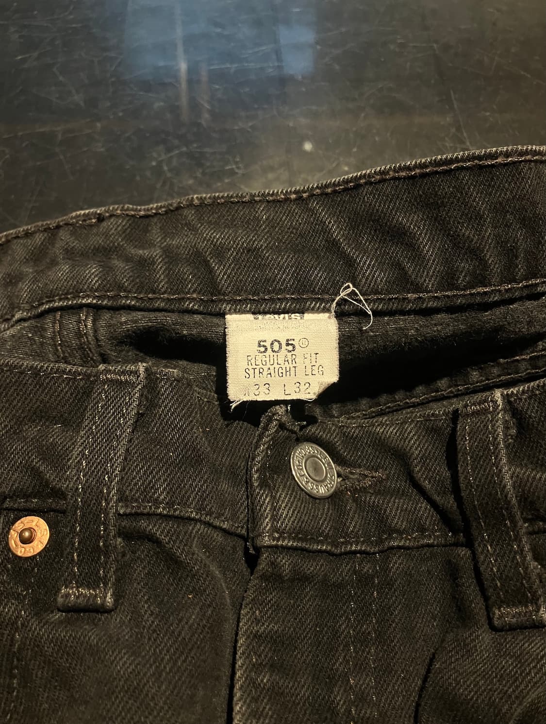 90s USA 빈티지 리바이스 505 블랙 데님 팬츠 상품이미지9