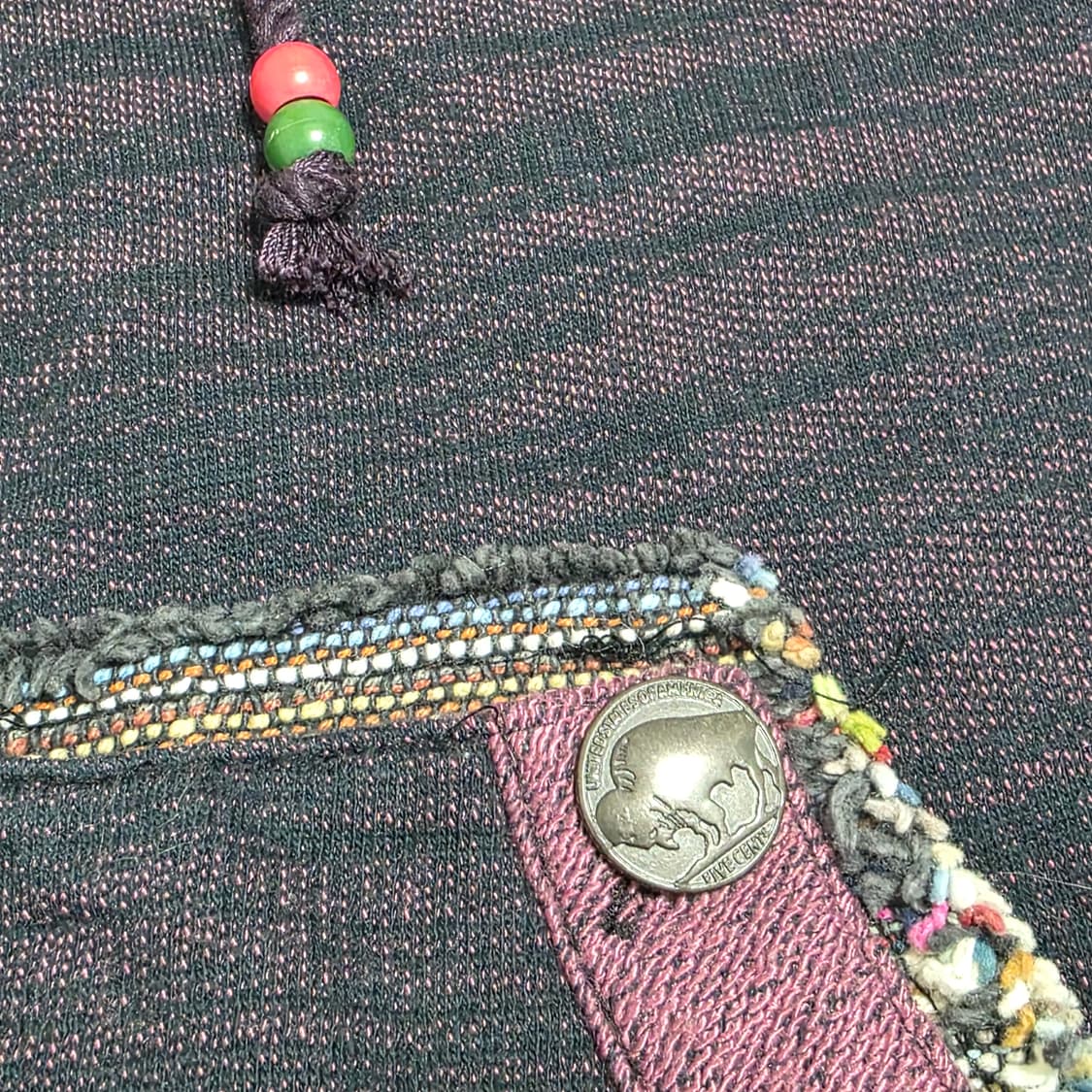 파워투더피플 일본빈티지)에스닉 히피 90s00s 모리걸 아메카지 후드조끼 상품이미지4