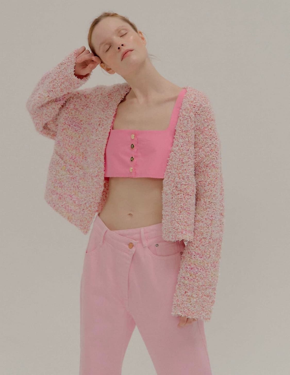 EENK 잉크 포비 숏 니티드 가디건 멀티 상품이미지1