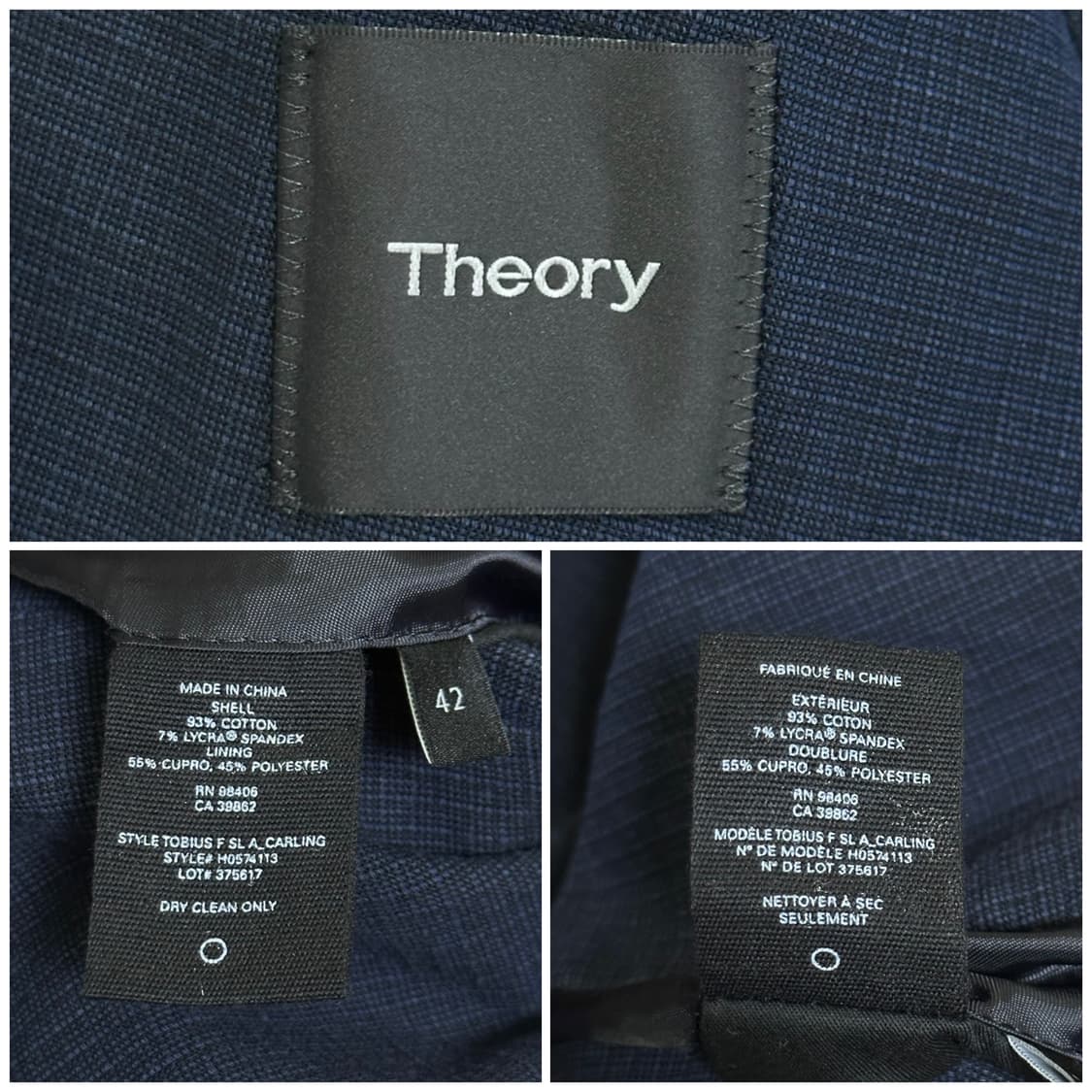 Theory 띠어리 춘추 정장 수트셋업 42/34/네이비 상품이미지9