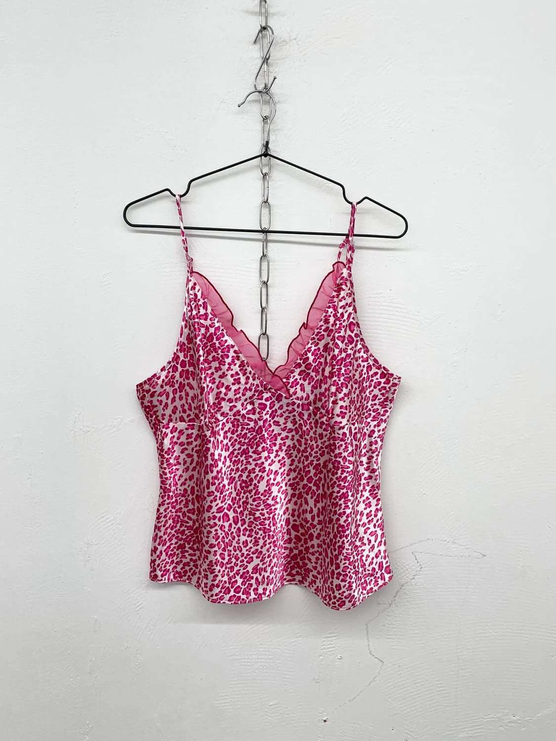 핑크 호피 갸루 새틴 슬립 상품이미지4