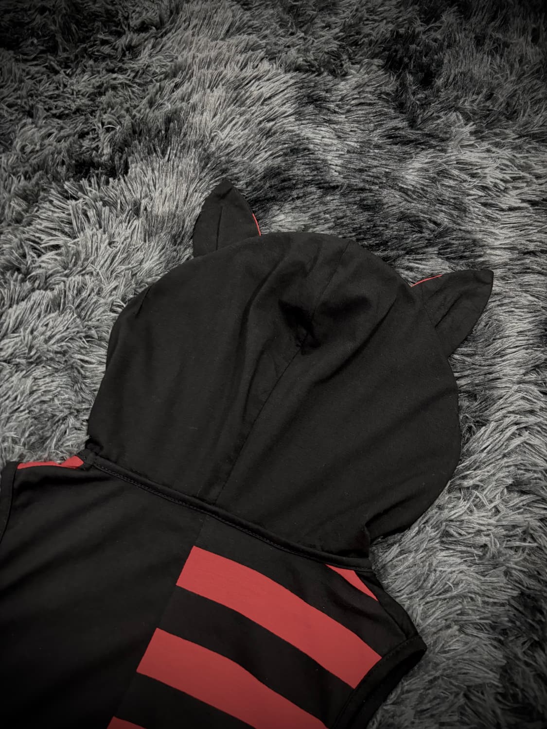 Y2K 펑크 캣이어 후드 스트라이프 슬리브리스 상품이미지5