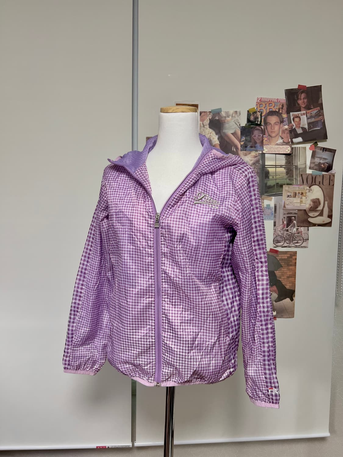 휠라 모리걸 키치 연보라 체크 바람막이 상품이미지1
