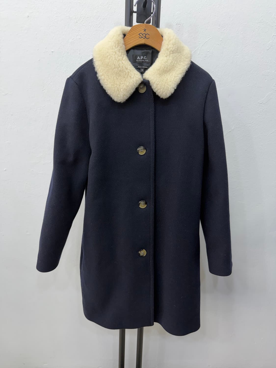 정품) A.P.C. 아페쎄 여성 넥 카라 코트 네이비 36 상품이미지1