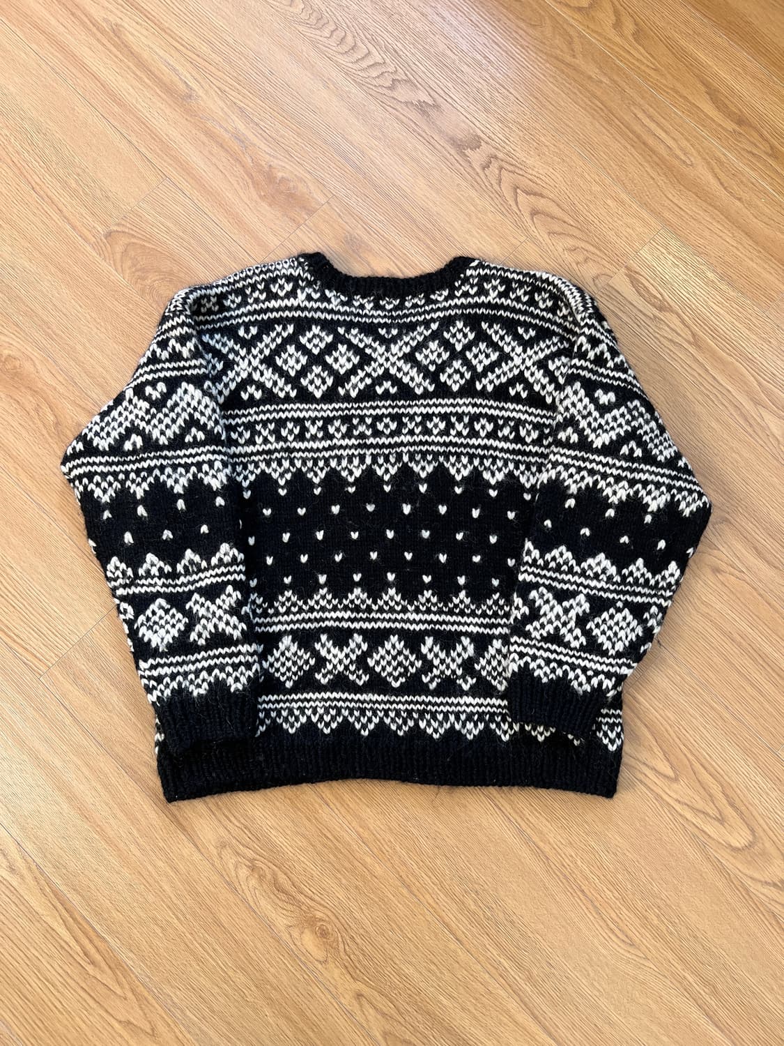 빈티지 노르딕 핸드메이드 울 스웨터 상품이미지4