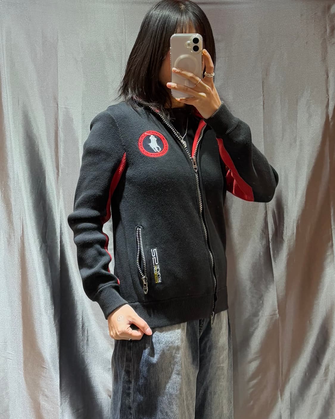 XS 폴로랄프로렌 써클 빅로고 레드라인 니트 집업 상품이미지1