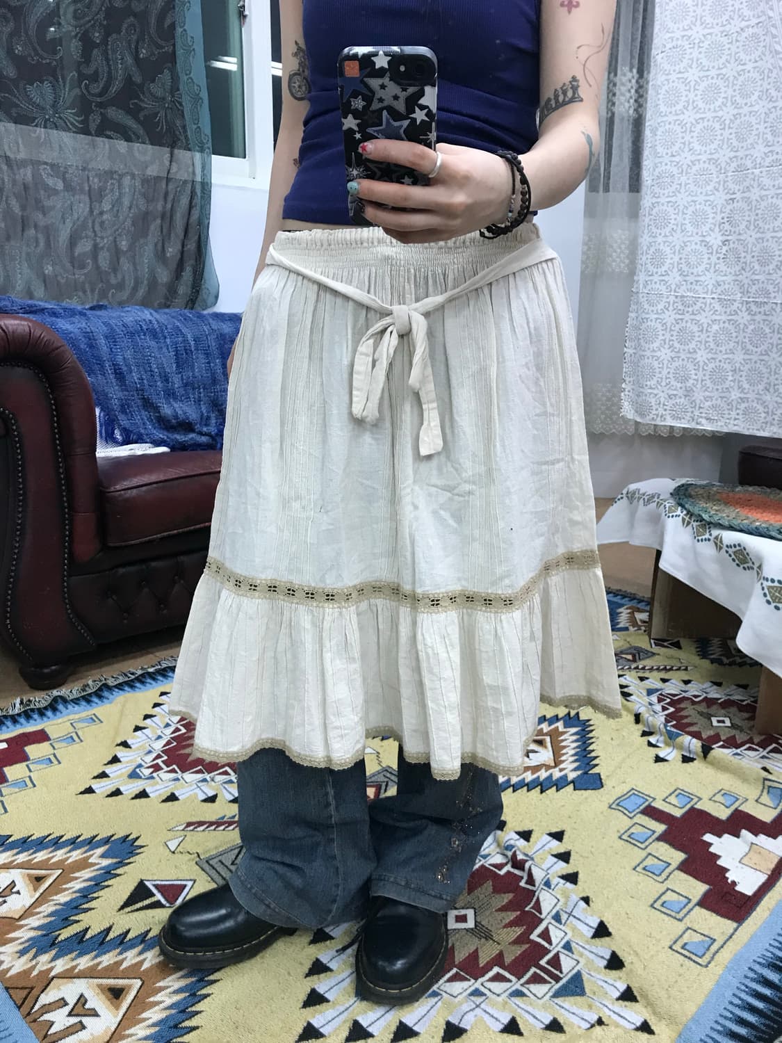 제페니즈 빈티지 여성 디테일 미디스커트  상품이미지1