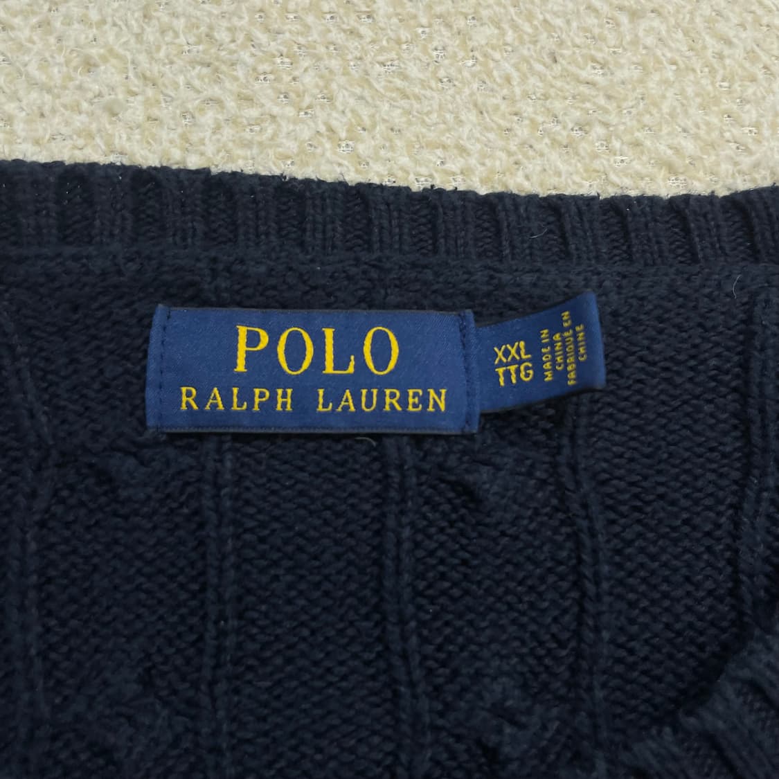 폴로 랄프로렌 포니 로고 케이블 라운드 니트 네이비 상품이미지3