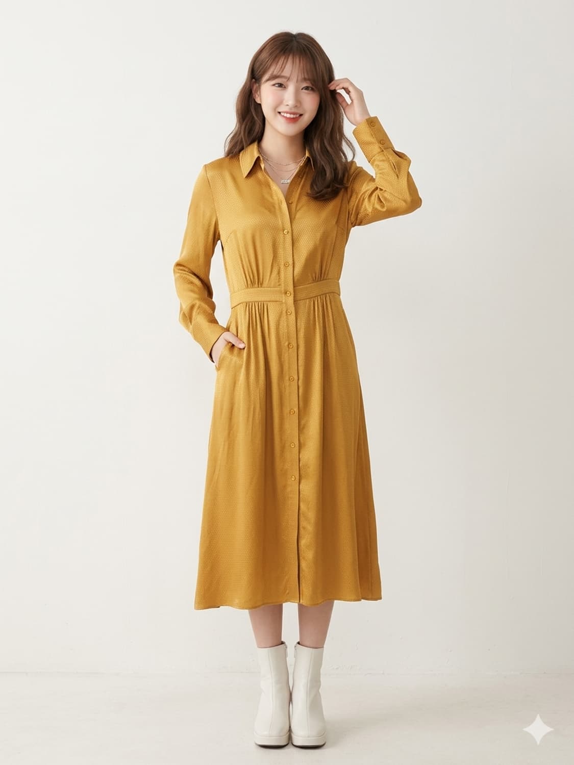 앤아더스토리즈(Paris Atelier) 레이온 셔츠 롱원피스 상품이미지1