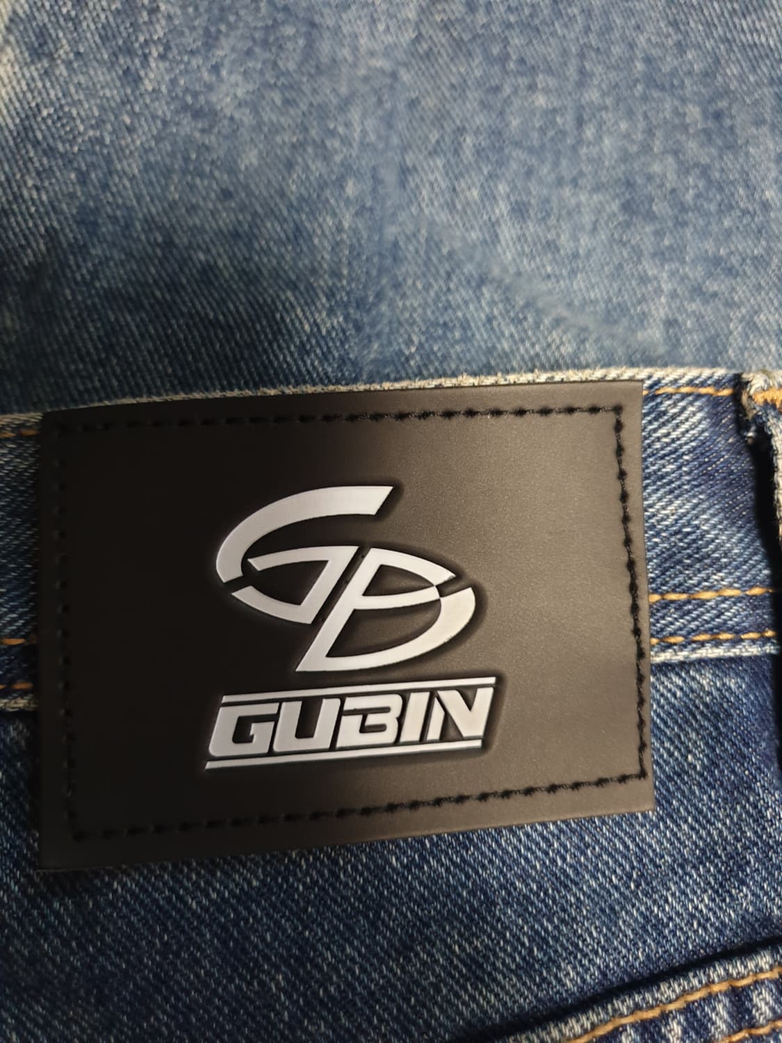 GUBIN 와이드 백포켓 자수로고 워싱 워크 데님팬츠 (M) 상품이미지4