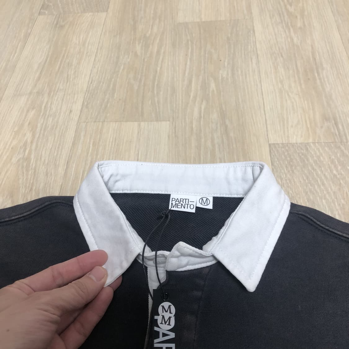 (M) 새상품 파르티멘토 2year 워시 럭비 스웨트 셔츠 다크 네이비 상품이미지7