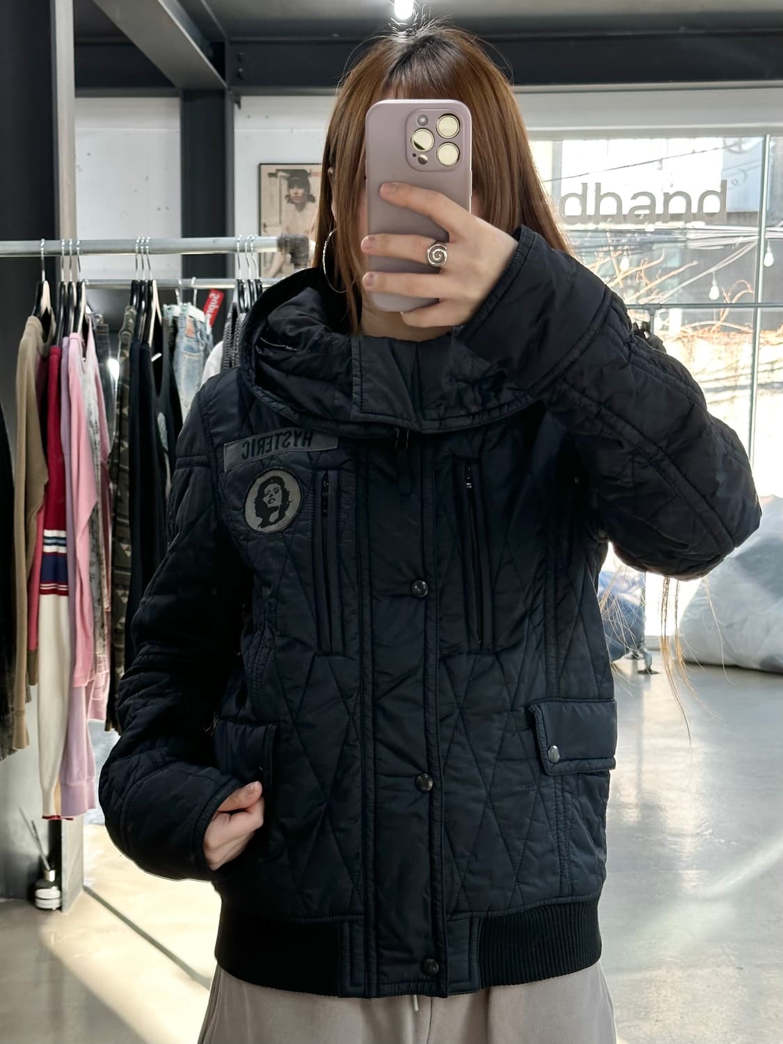 히스테릭글래머 프리마로프트 하이넥후드 퀼팅 포켓점퍼 상품이미지5