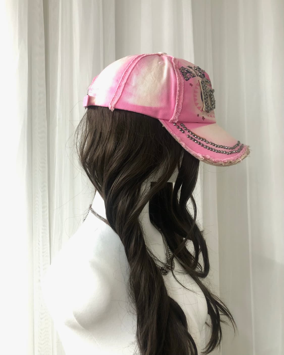 64 cubic lettering damaged pink ball cap 상품이미지2
