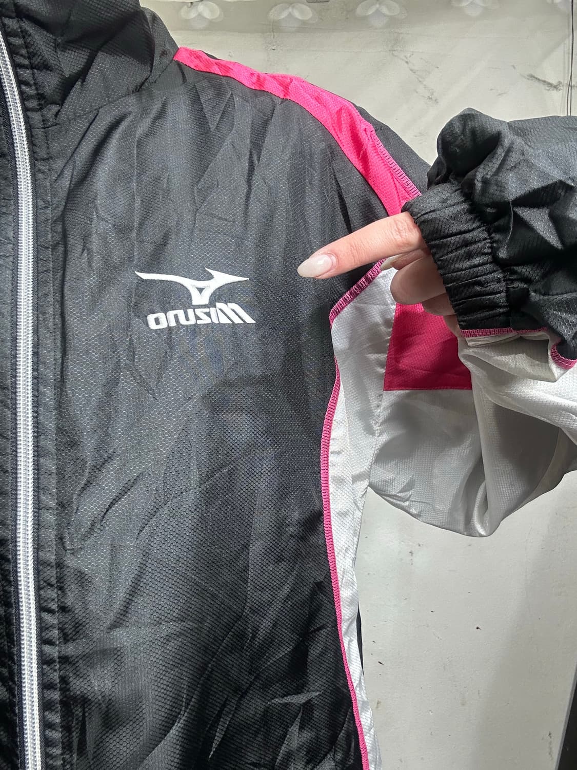 미즈노 일본 블랙 핑크 오버핏 바람막이 올드스쿨 트랙 자켓 M 상품이미지4