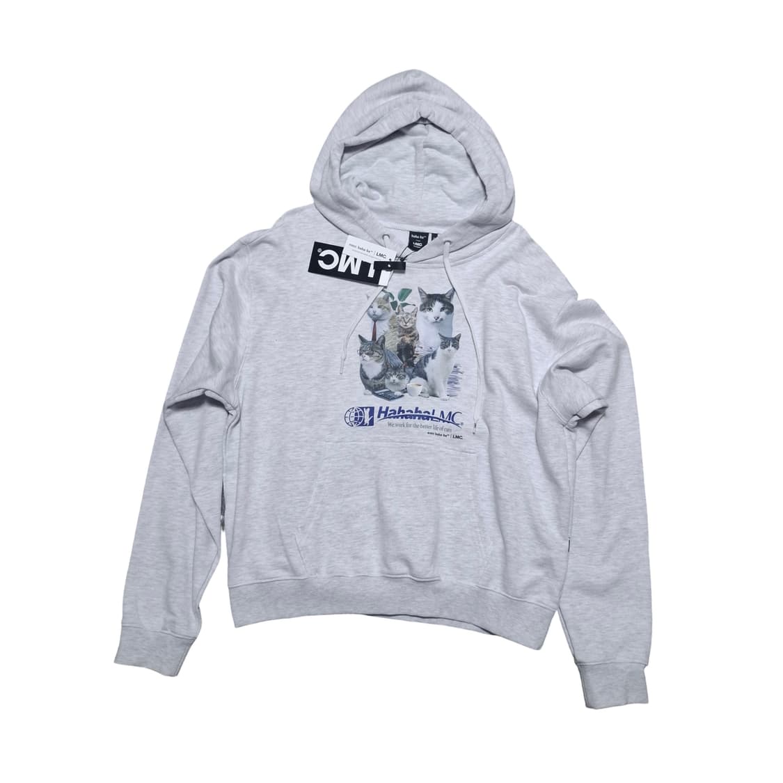LMC X HAHA HA 고양이 회색 후드티 상품이미지1